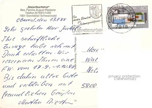 AK / Ansichtskarte Oberried Breisgau Geroldstal Steiertbartlehof  Kat. Oberried