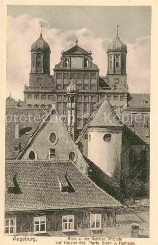 AK / Ansichtskarte Augsburg Blick von der Reichen Pfruende auf Kloster und Rathaus Kat. Augsburg