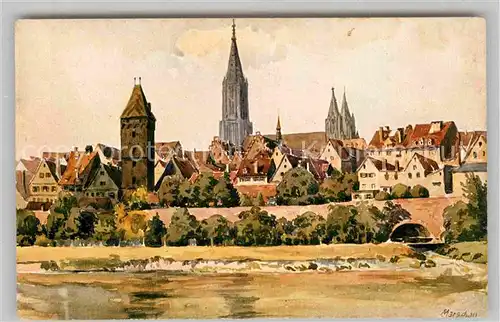 AK / Ansichtskarte Ulm Donau Muenster Stadtansicht Kuenstler Marschall Kat. Ulm