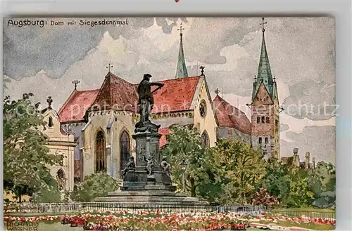 AK / Ansichtskarte Augsburg Dom Siegesdenkmal Kuenstler Richard Wagner Kat. Augsburg