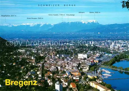 AK / Ansichtskarte Bregenz Bodensee gegen Rheintal und Schweizer Berge