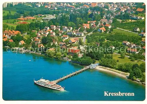 AK / Ansichtskarte Kressbronn Bodensee Bootsanleger Faehre Fliegeraufnahme Kat. Kressbronn am Bodensee