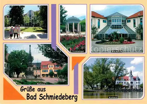 AK / Ansichtskarte Bad Schmiedeberg Kurpark Promenade Trinktempel BfA Klinik Kurhaus Rathaus Kat. Bad Schmiedeberg Duebener Heide