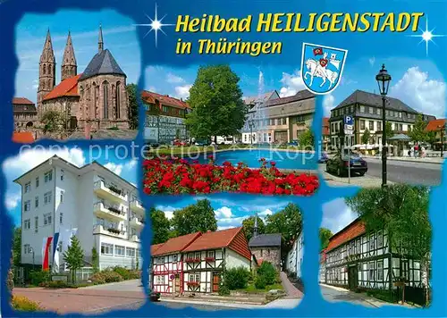 AK / Ansichtskarte Heiligenstadt Eichsfeld Teilansichten Heilbad Kirche Fachwerkhaeuser Springbrunnen Kat. Heiligenstadt