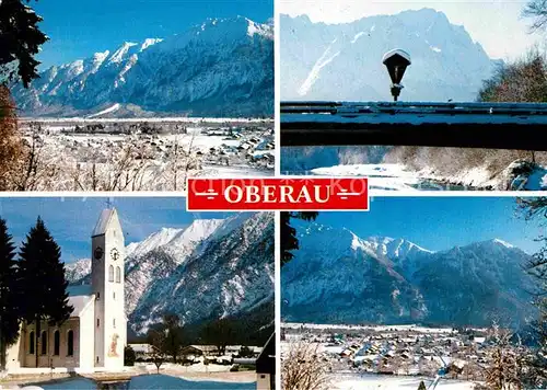 AK / Ansichtskarte Oberau Loisach Winterpanorama Bayerische Alpen Kirche Kat. Oberau