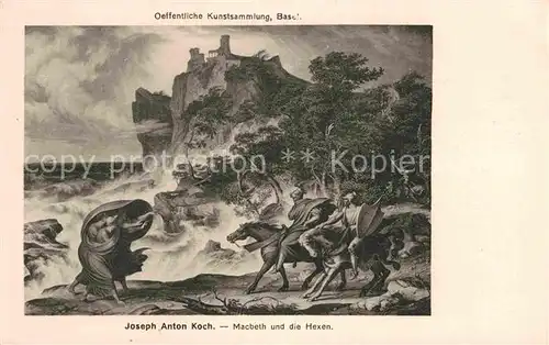 AK / Ansichtskarte Kuenstlerkarte Joseph Anton Koch Macbeth und die Hexen  Kat. Kuenstlerkarte