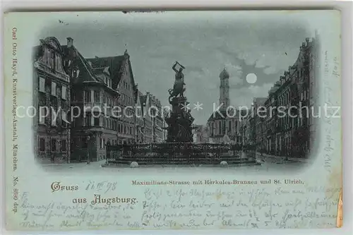 AK / Ansichtskarte Augsburg Maximilianstrasse mit Herkulesbrunnen und St Ulrich Kat. Augsburg