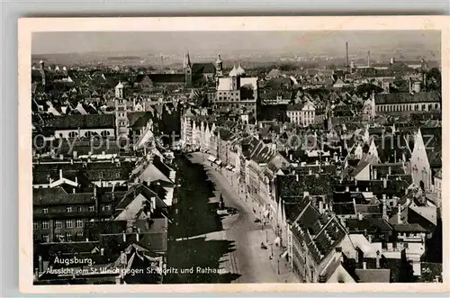 AK / Ansichtskarte Augsburg Stadtblick mit St Moritz und Rathaus Kat. Augsburg