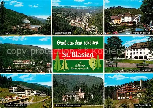 AK / Ansichtskarte St Blasien Dom Partie an der Alb Kliniken Kurgarten Fuerstabt Herbert Haus Kat. St. Blasien