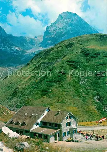 AK / Ansichtskarte Ravensburgerhuette am Spullersee mit Roggalspitze und Lechtaler Alpen Kat. Vorarlberg