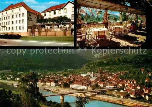 AK / Ansichtskarte Eberbach Neckar Fliegeraufnahme Neckarpartie Hotel Krone Post Kat. Eberbach