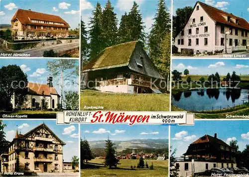 AK / Ansichtskarte St Maergen Hotels Rankmuehle Ohmenkapelle Schwimmbad Landschaftspanorama Schwarzwald Kat. St. Maergen