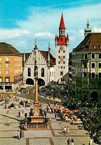 AK / Ansichtskarte Muenchen Altes Rathaus 15. Jhdt. Fussgaengerzone Marienplatz Mariensaeule Kat. Muenchen