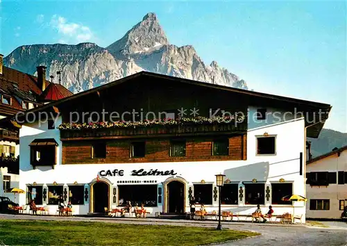 AK / Ansichtskarte Ehrwald Tirol Cafe Leitner am Kirchplatz Alpenblick