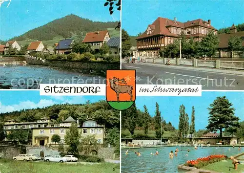 AK / Ansichtskarte Sitzendorf Thueringen Partie an der Schwarza Hotels Schwimmbad Kat. Sitzendorf Schwarzatal