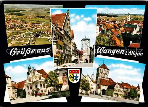 AK / Ansichtskarte Wangen Allgaeu Ortsansicht mit Kirche Altstadt Fliegeraufnahme Kat. Wangen im Allgaeu
