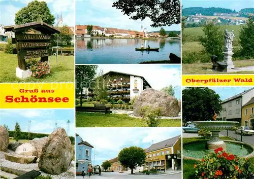 AK / Ansichtskarte Schoensee Teilansichten Urlaubsort See Denkmal Hotel Platz Brunnen Kat. Schoensee