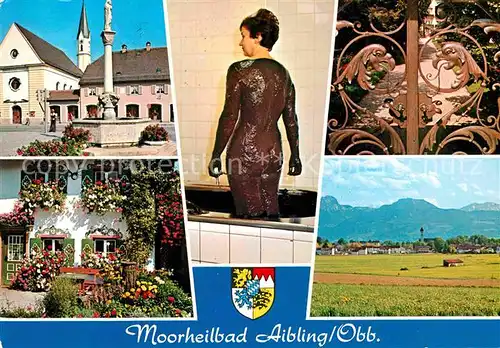 AK / Ansichtskarte Bad Aibling Platz Brunnen Kirche Blumenschmuck Moorheilbad Kuranwendung Alpenpanorama Kat. Bad Aibling