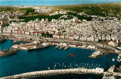 AK / Ansichtskarte Alger Algerien Vue aerienne Boulevards et Gares Maritimes