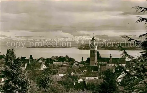 AK / Ansichtskarte ueberlingen Bodensee Blick auf die Insel Mainau und die Schweizer Alpen Kat. ueberlingen