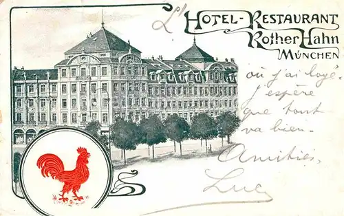 AK / Ansichtskarte Muenchen Hotel Restaurant Rother Hahn  Kat. Muenchen