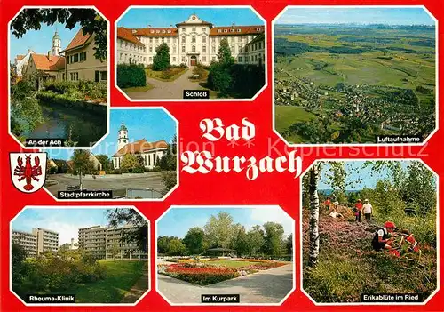 AK / Ansichtskarte Bad Wurzach Fliegeraufnahme Schloss Ach Rheumaklinik Kurpark Ried Kat. Bad Wurzach