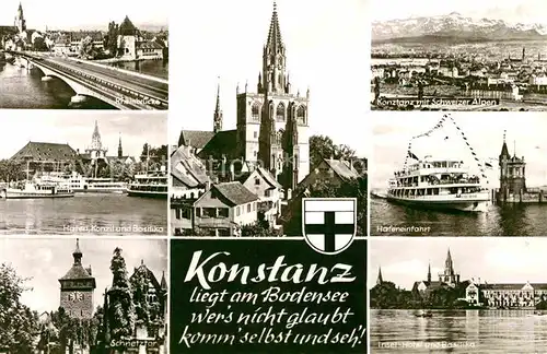 AK / Ansichtskarte Konstanz Bodensee Rheinbruecke Muenster Panorama Konzil und Basilika Hafeneinfahrt Schnetztor Insel Hotel Kat. Konstanz