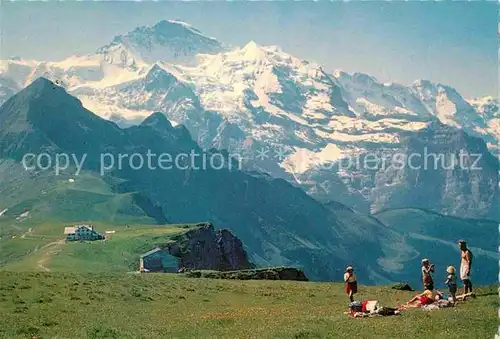 AK / Ansichtskarte Grindelwald Maennlichen Berghotel gegen Jungfraujoch und Jungfrau Berner Alpen Bergwandern Kat. Grindelwald