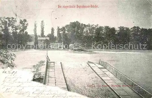 AK / Ansichtskarte Muenchen Eingestuertzte Bogenhauser Bruecke Kat. Muenchen