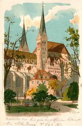 AK / Ansichtskarte Augsburg Dom Kuenstlerkarte P. Kraener  Kat. Augsburg