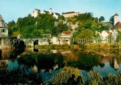 AK / Ansichtskarte Harburg Schwaben Partie am Fluss Bruecke Burg Harburg Kat. Harburg (Schwaben)