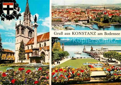 AK / Ansichtskarte Konstanz Bodensee Kirche Park Hafen Alpenkette Fliegeraufnahme Kat. Konstanz