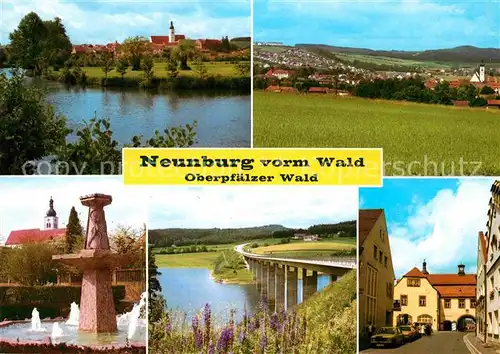 AK / Ansichtskarte Neunburg Wald Panorama Erholungsort Brunnen Bruecke Innenstadt Kat. Neunburg vorm Wald