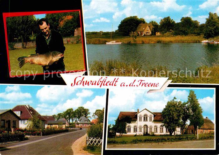 AK / Ansichtskarte Schwabstedt Luftkurort an der Treene Angler Fisch ...