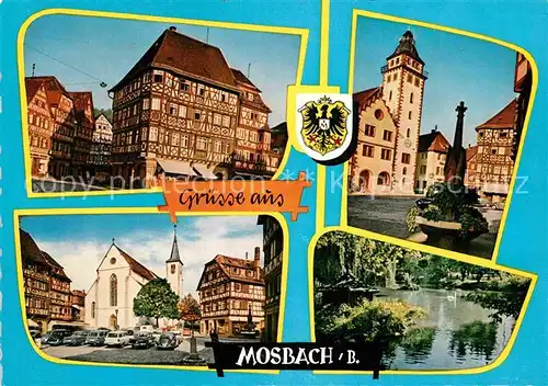 AK / Ansichtskarte Mosbach Baden Palmsches Haus Rathaus Kirche Stadtgarten Kat. Mosbach