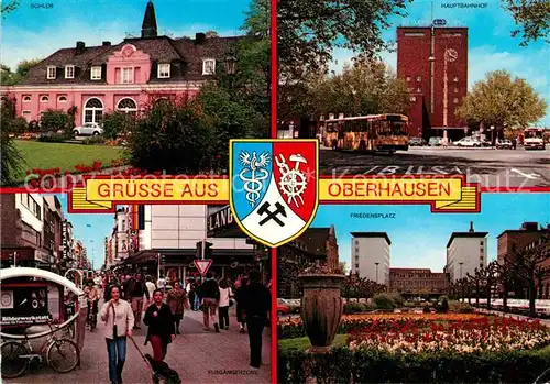 AK / Ansichtskarte Oberhausen Schloss Hauptbahnhof Friedensplatz Fussgaengerzone Kat. Oberhausen