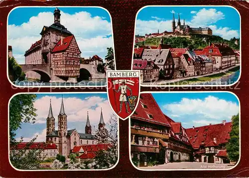 AK / Ansichtskarte Bamberg Altes Rathaus Regnitz mit Michelsberg Dom Alte Hofhaltung Kat. Bamberg
