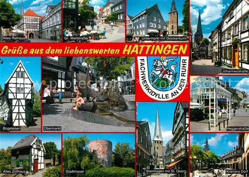 AK / Ansichtskarte Hattingen Ruhr Rathaus Gr. Weilstrasse Untermarkt Johannesstrasse Heggerstrasse Obermarkt Buegeleisen Altes Zollhaus Stadtmauer Steinhagen Kraemers Dorf Kat. Hattingen