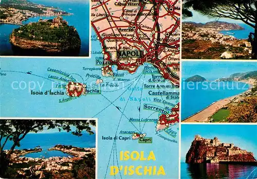 AK / Ansichtskarte Ischia Fliegeraufnahmen Landkarte Napoli Capri Sorrento Kat. 