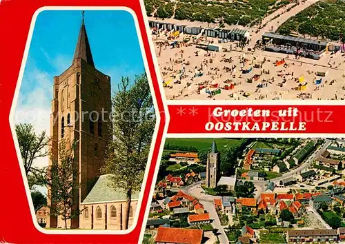 AK / Ansichtskarte Oostkapelle Fliegeraufnahme Strand Kirche Kat. Niederlande