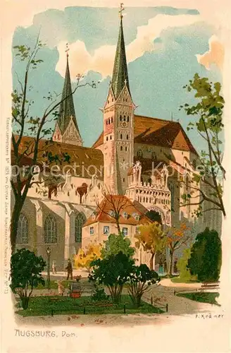 AK / Ansichtskarte Augsburg Dom Kuenstlerkarte P. Kraener Kat. Augsburg