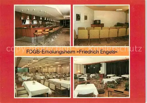 AK / Ansichtskarte Templin FDGB Erholungsheim Friedrich Engels Hallenbar Fernsehraum Restaurant Tanzcafe Kat. Templin