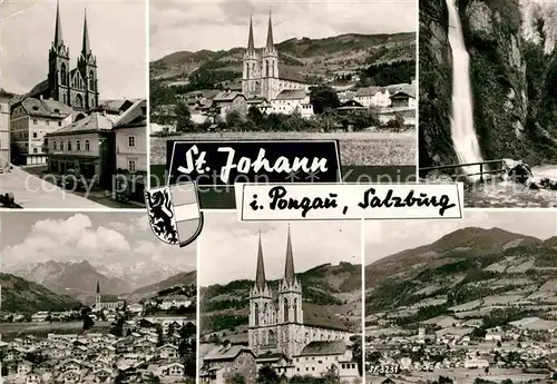 AK / Ansichtskarte St Johann Pongau Teilansichten Kirche Wasserfall Alpenpanorama Kat. 