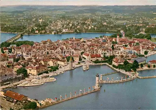 AK / Ansichtskarte Lindau Bodensee Hafen Fliegeraufnahme Kat. Lindau (Bodensee)