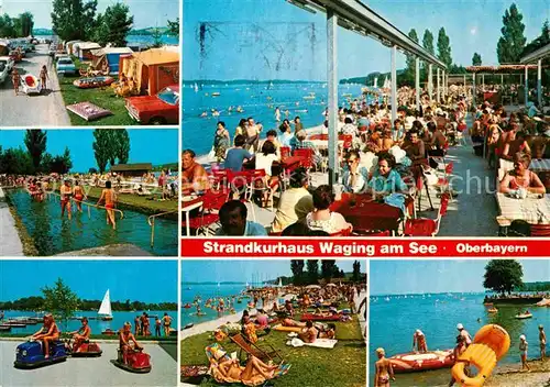 AK / Ansichtskarte Waging See Strandkurhaus Waging Kurhaus Terrasse Campingplatz Kneippanlage Mini Skooter Liegewiese Kat. Waging a.See