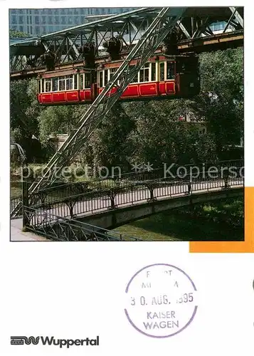 AK / Ansichtskarte Wuppertal Schwebebahn Kaiserwagen am Bismarcksteg Kat. Wuppertal