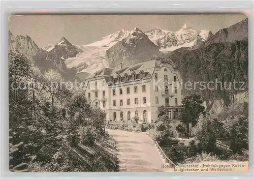 AK / Ansichtskarte Hohfluh Bruenig BE Hotel Schweizerhof mit Rosenlauigletscher und Wetterhorn Kat. Bruenig