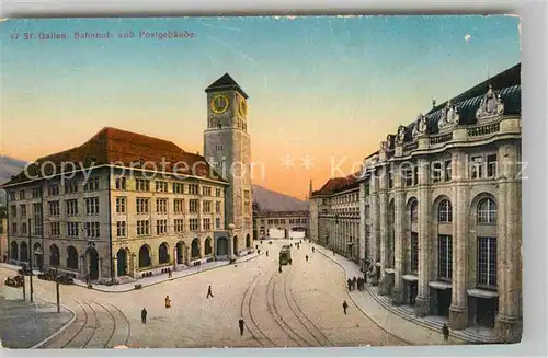 AK / Ansichtskarte St Gallen SG Bahnhofs und Postgebaeude Kat. St Gallen