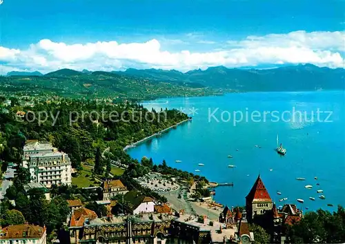 AK / Ansichtskarte Lausanne Ouchy Panorama Lac Leman et les Alpes Genfersee Alpen Fliegeraufnahme Kat. Lausanne