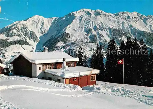 AK / Ansichtskarte Laret Davos Ferienkolonieheim Riedhuus Winterpanorama Alpen Kat. Davos